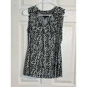 🩵🩵Dana Buchman Sleeveless Blouse, Black/teal/white, Stretchy, Medium🩵🩵